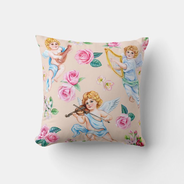 Angelic Florals: Vintages Muster Kissen (Vorderseite)
