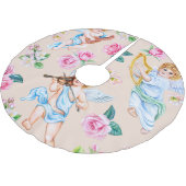 Angelic Florals: Vintages Muster Polyester Weihnachtsbaumdecke (Schrägansicht)