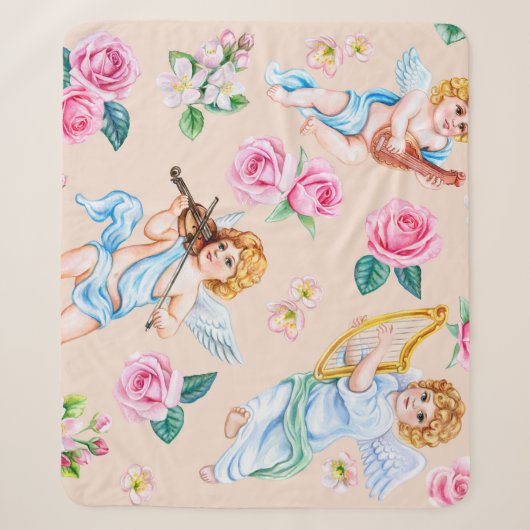Angelic Florals: Vintages Muster Sherpadecke (Vorderseite)
