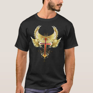 Angelic Golden Winged Red Ruby Christlich Cross T-Shirt