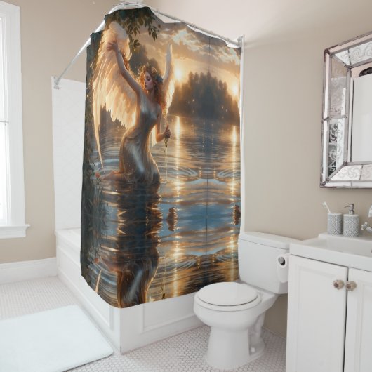 "Angelic Grace at Sunrise" Duschvorhang (Beispiel)