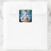 Angelic Little Boy mit Fairy Wings Quadratischer Aufkleber (Tasche)
