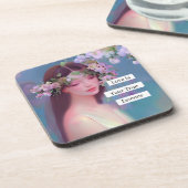 Angelic Maiden und Inspiration Zitat Ethereal Getränkeuntersetzer (Linke Seite)