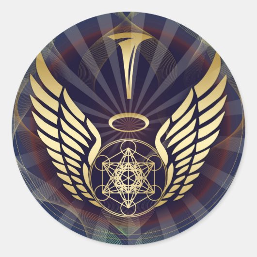 Angelic- Merkaba-Metatron-Würfel Runder Aufkleber (Vorderseite)