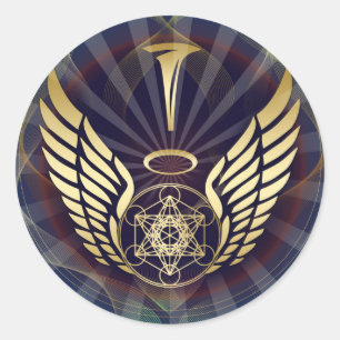 Angelic- Merkaba-Metatron-Würfel Runder Aufkleber