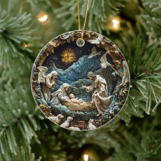Angelic Nativity mit Starry Night Keramik Ornament (Baum)