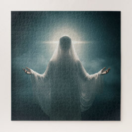 Angelic Robed Spirit Lifting Arms über Wolken Puzzle