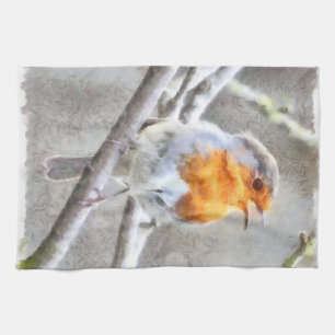 Angelic Robin Watercolor Geschirrtuch