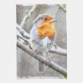 Angelic Robin Watercolor Geschirrtuch (Vertikal)