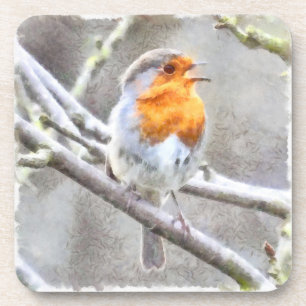 Angelic Robin Watercolor Getränkeuntersetzer