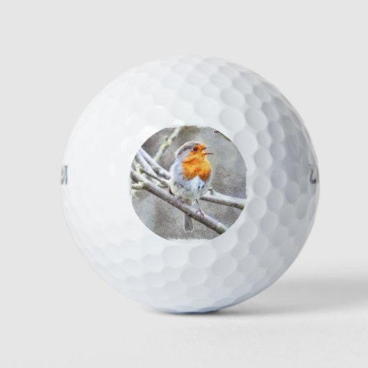 Angelic Robin Watercolor Golfball (Vorderseite)