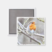 Angelic Robin Watercolor Magnet (Vorderseite/Rückseite)