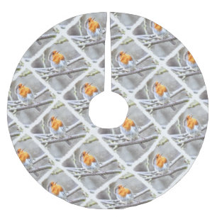 Angelic Robin Watercolor Polyester Weihnachtsbaumdecke