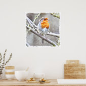Angelic Robin Watercolor Poster (Küche)