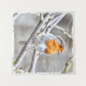 Angelic Robin Watercolor Wandteppich (Vorderseite (Horizontal))