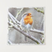 Angelic Robin Watercolor Wandteppich (Vorderseite)
