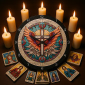 Angelic Winged Cross Große Wanduhr