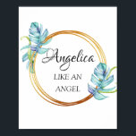 Angelica Name Bedeutung Blumenrahmen Poster<br><div class="desc">Ein eleganter Name bedeutet ein Poster,  das einem neuen Baby gewidmet ist. Mit Glitzer wie Babyfüße dekoriert. Genießen Sie Ihren Tag! FlorenceKdesign</div>