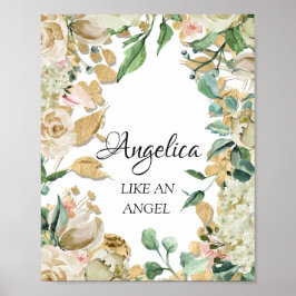 Angelica Name Meaning Floral Bridal Birthday Poster