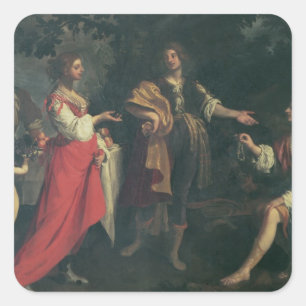 Angelica und der Moor, Medoro, 1634 (Öl auf Leinwa Quadratischer Aufkleber