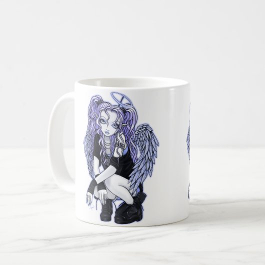 Angelina gotische violette Engels-Tasse Kaffeetasse (Vorderseite Links)