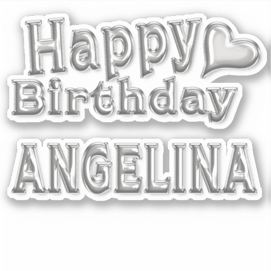 Angelina Happy Birthday silver Aufkleber Sticker (Vorderseite)
