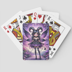 Angelina Lila Gothic Fairy Scorpio Horns Zodiac Spielkarten