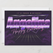 Angelina Name Vorname lila retro Karte Geburtstag (Vorderseite)
