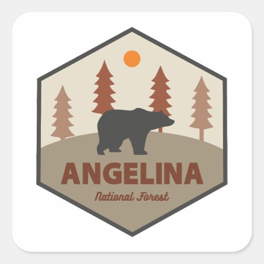 Angelina National Forest Texas Bear Quadratischer Aufkleber (Vorderseite)