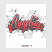 Angelina red Heart Graffiti Aufkleber Sticker (Blatt)