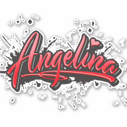 Angelina red Heart Graffiti Aufkleber Sticker (Vorderseite)