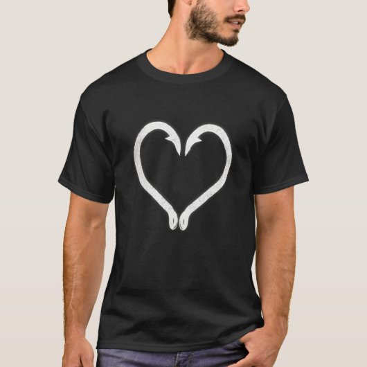 Angelköder Hirschhorn Angeln Jäger Herz T-Shirt (Vorderseite)
