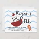 Angelköder verwandeln einen Fischmeer zum Geburtst Einladung (Vorderseite)