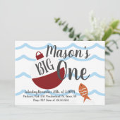 Angelköder verwandeln einen Fischmeer zum Geburtst Einladung (Stehend Vorderseite)