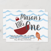 Angelköder verwandeln einen Fischmeer zum Geburtst Einladung (Vorne/Hinten)