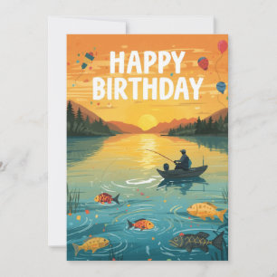 Angelliebhaber fangen zu seinem Geburtstag Karte