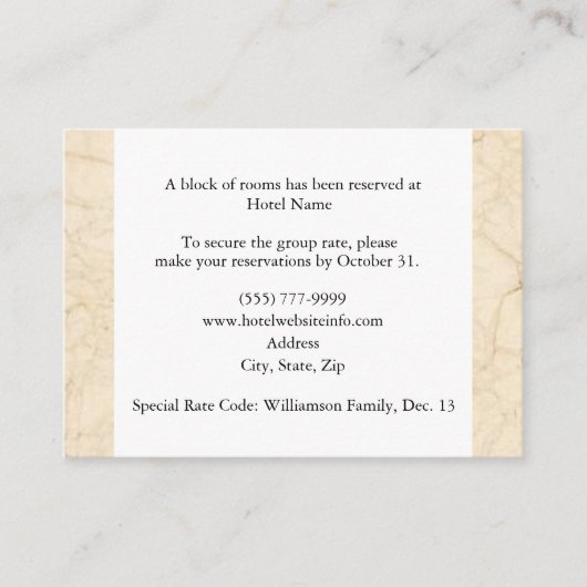 Angelliebhaber Hotelunterkunft Eintrittskarten Begleitkarte (Vorderseite)