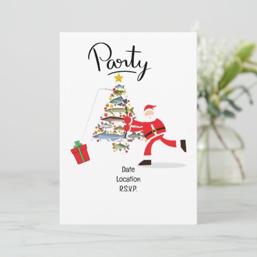 Angelliebhaber Weihnachten mit dem Weihnachtsmann Einladung (Stehend Vorderseite)