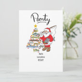 Angelliebhaber Weihnachten mit dem Weihnachtsmann Einladung (Stehend Vorderseite)