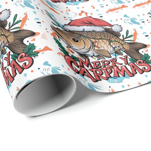 Angelliebhaber Weihnachten mit Santa Claus Fish Geschenkpapier (Rolleneckpunkt)