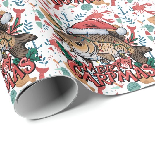 Angelliebhaber Weihnachten mit Santa Claus Fish Geschenkpapier (Rolleneckpunkt)