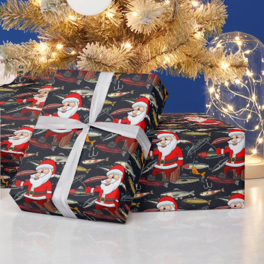 Angelliebhaber Weihnachten mit Santa Claus Fish Geschenkpapier (Feiertage)