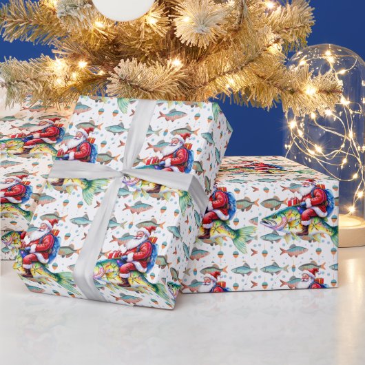 Angelliebhaber Weihnachten mit Santa Claus Fish Geschenkpapier (Feiertage)