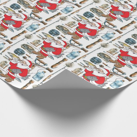 Angelliebhaber Weihnachten mit Santa Claus Fish Geschenkpapier (Ecke)