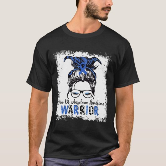 Angelman Syndrome Awareness Mama Warrior Blue Ribb T-Shirt (Vorderseite)