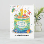 Angeln 1. Geburtstag Einladung Kleine Angler (Stehend Vorderseite)