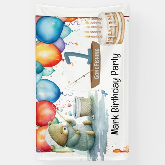 Angeln 1. Geburtstag für Junge Banner (Vertikal)