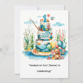 Angeln 1. Geburtstag für Kleine Angler Party Einladung