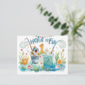Angeln 1. Geburtstag für Kleine Angler Party Postkarte (Stehend Vorderseite)