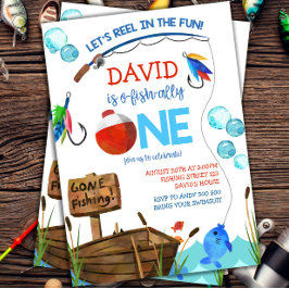 Angeln 1. Geburtstag Junge O-Fisch-ally Einladung